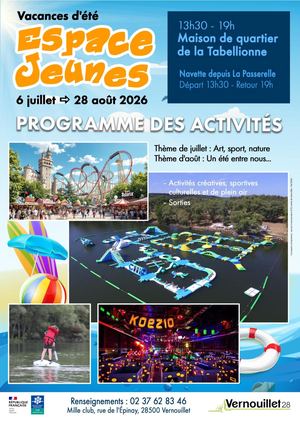 Calendrier Espace Jeunes Été 2026