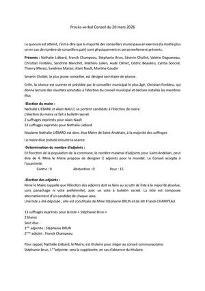 Procès Verbal Conseil 20/03/2026