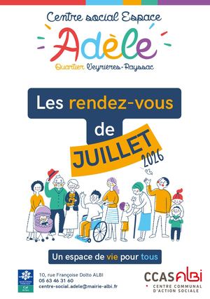 Centre social Espace Adèle - Les rendez-vous de juillet 2026