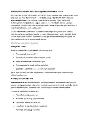 Promosyon Ürünleri ile Marka Bilinirliğini Artırmanın Etkili Yolları