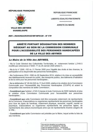 Arrêté N°179 - Désignation Membres CCAPH Suite CL