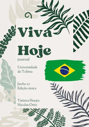 Green Cream Linocut Modern Rainforest Travel Zine