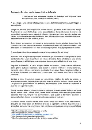 Os Mitos E As Lendas Na História Da Família