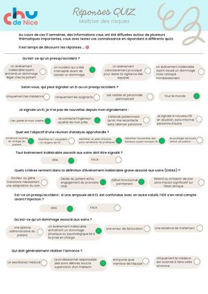 QUIZ Gestion Des Risques .