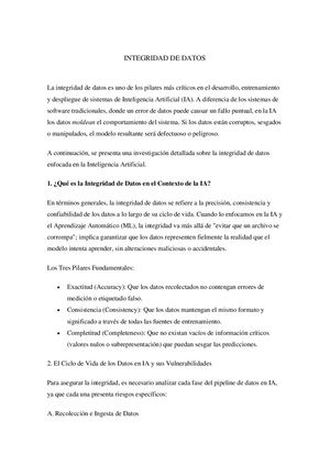 Integridad De Datos Enfocado En Ia