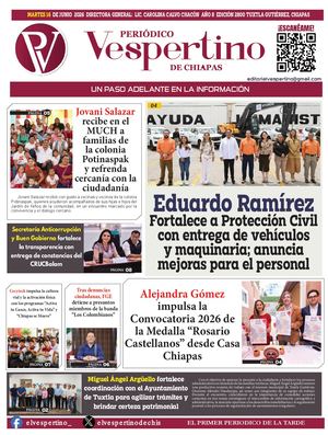 Periodico El Vespertino De Chiapas 16 Junio