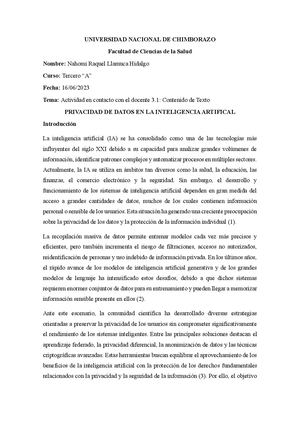 Nahomi Privacidad De Datos En La Inteligencia Artificial
