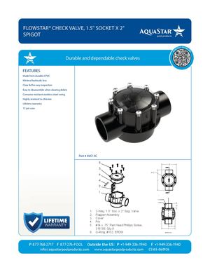 AVC15C - Flow Star® Check Valve, 1 5'' Socket X 2'' Spigot - CS165-012224