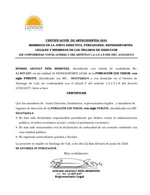 (Funluvi) Certificacion De Antecedentes 2025