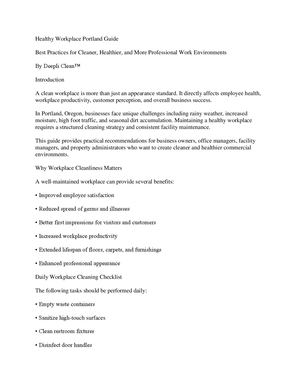 Healthy Workplace Portland Guide | Deepli Clean™
