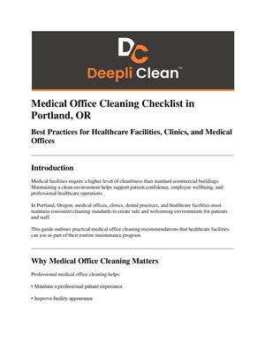 Medical Office Cleaning Checklist in Portland, OR | Deepli Clean™nd