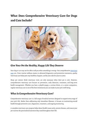 What Does Comprehensive Veterinary Care For Dogs And Cats Include
