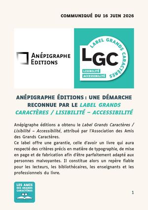 Attribution Label Grands Caractères Anépigraphe