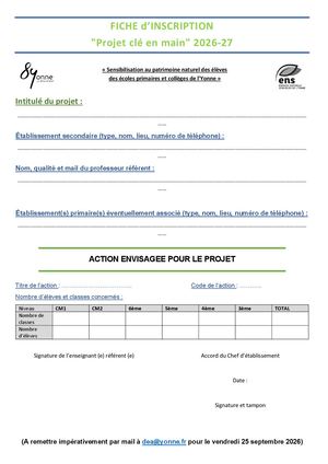 Formulaire inscription Projet Clé en main