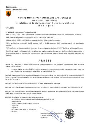 Arrêté 96 2026
