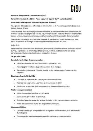 Annonce - Responsable Communication - Sept26