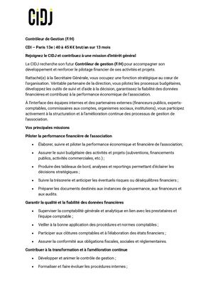 Contrôleur De Gestion- Annonce Juin 26 Ok
