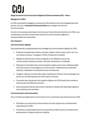 Stage Assistant Communication Sept 2026