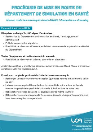 Procédure De Mise En Route Du Département De Simulation En Santé