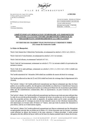 200 2026 Arr 232 Avenue Du Général De Gaulle Travaux De Nuit Ouverture De Chambre Telecom Raccordement Fibre Orange Pref