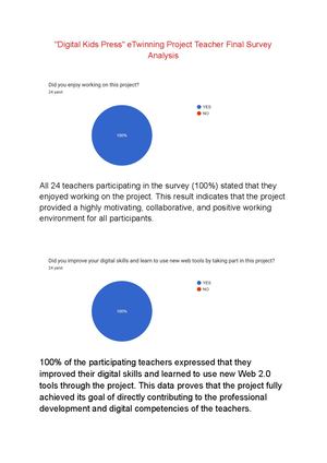 Digital Kids Press E Twinning Project Teacher Final Survey Analysis