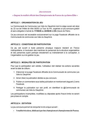 Réglement jeu-concours CFC Elite VDD, juin 2026