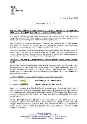 17 06 2026 Communiqué De Presse Sécheresse N°1