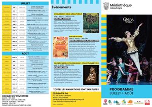 Programme médiathèque Juillet Aout 2026