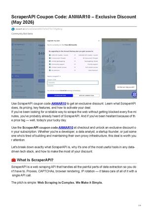 ScraperAPI Coupon Code (June 2026): ANWAR10