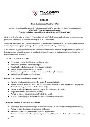 Gestionnaire Carrière et Paie
