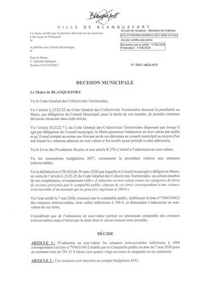Dec 0626 015 Admission En Non Valeur Pref