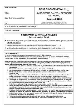 Fiche Observation Canicule Registre Sst 1 Degre Canicule 37 2022