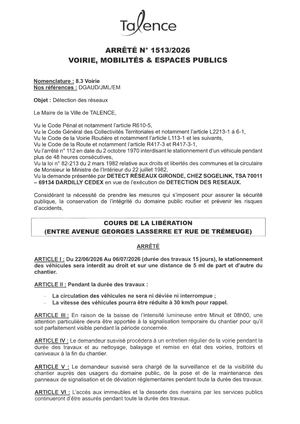 Arrete 1513-2026-Detection Reseau Cours De La LibeRation Du 22-06 Au 06-07-2026-Publié Le 17 06 2026