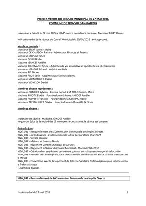 Compte-rendu du Conseil municipal du 27-05-2026