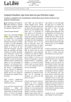 Un printemps avec Arsène Lupin. Grégoire Bouillier / Equateurs - France Inter
