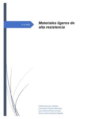 Reporte de investigación en Calaméo: Materiales ligeros de alta resistencia
