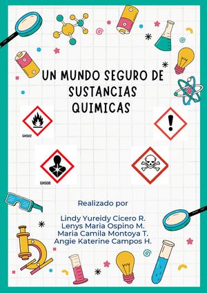 A4 Portada Carátula Proyecto Ciencias Química Doodle Verde Y Blanco