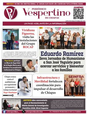 Periodico El Vespertino De Chiapas 17 De Junio 2026