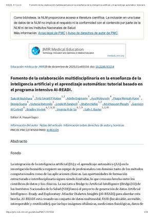 Preparación de investigadores para el uso de la IA mediante el fomento de la colaboración multidisciplinaria y aprendizaje automático en investigación biomédica