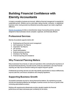 Why Eternity Accountants Is Your Perfect Partner