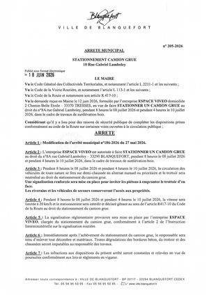 Arrêté n°205-2026