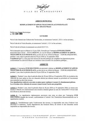 Arrêté n°206-2026