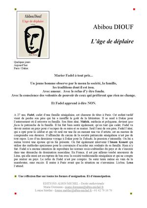 DIOUF- L'âge De Déplaire