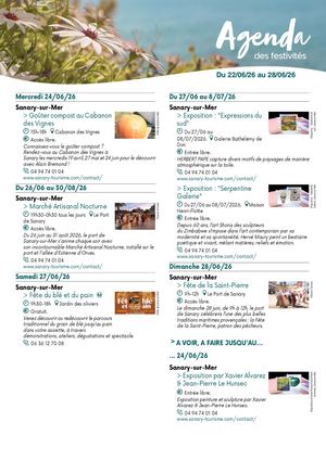 Agenda de la semaine du 22 au 28 juin