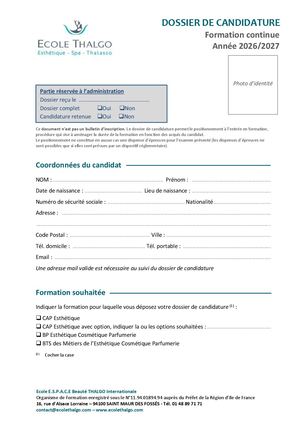 Dossier Candidature CAP Adulte