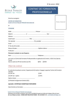 Contrat De Formation Professionnelle 2026