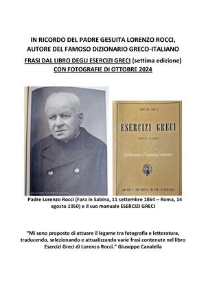 In Ricordo Del Gesuita E Grecista Lorenzo Rocci Frasi Dal Libro Esercizi Greci Con Fotografie Di Ottobre 2024