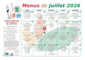 Menus centres de loisirs juillet 2026