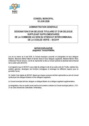 12- NOTICE+PROJETDELIB - Désignation De Délégués Supplémentaires Au Sein Du SICOVY
