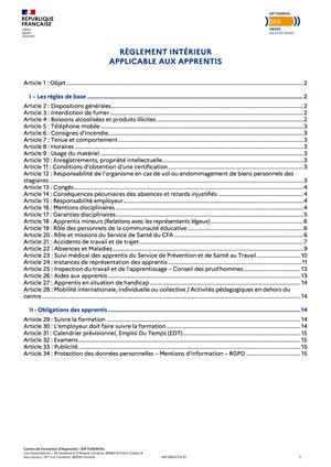 Règlement Intérieur Cfa